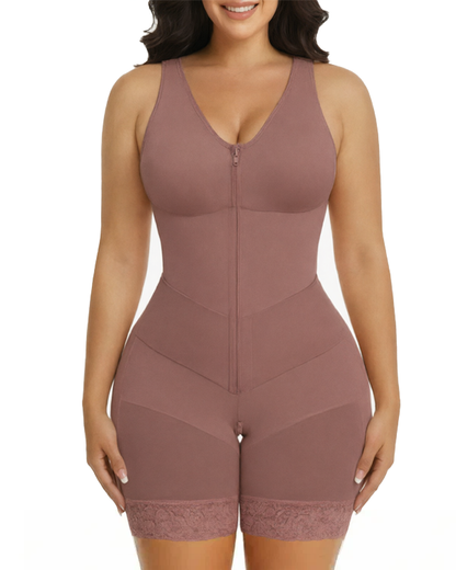 Women's V-shaped Elastic Band Design S-curve Shaping and Tummy Control Bodysuit
