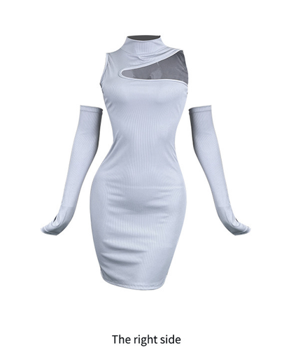 Cutout Off-Shoulder Bodycon Lounge Dress with Arm Sleeves