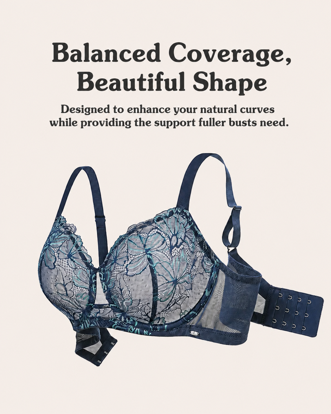Plus Size Floral Lace Unlined Push-Up Bra