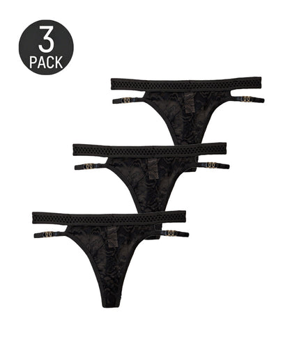 Multiple-Pack Sexy Lace Mesh Metal Buckle Decoration Thongs