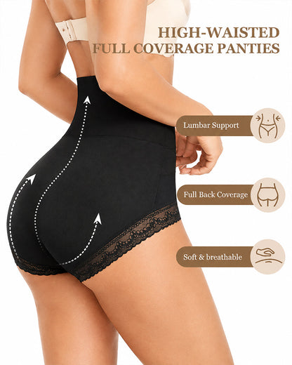 3-Pack High Waist Tummy Control Lace Trim Shaping Panties