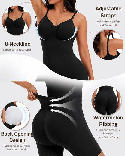 Seamless Tummy Control Back Pull-Down Bodysuit Shapewear