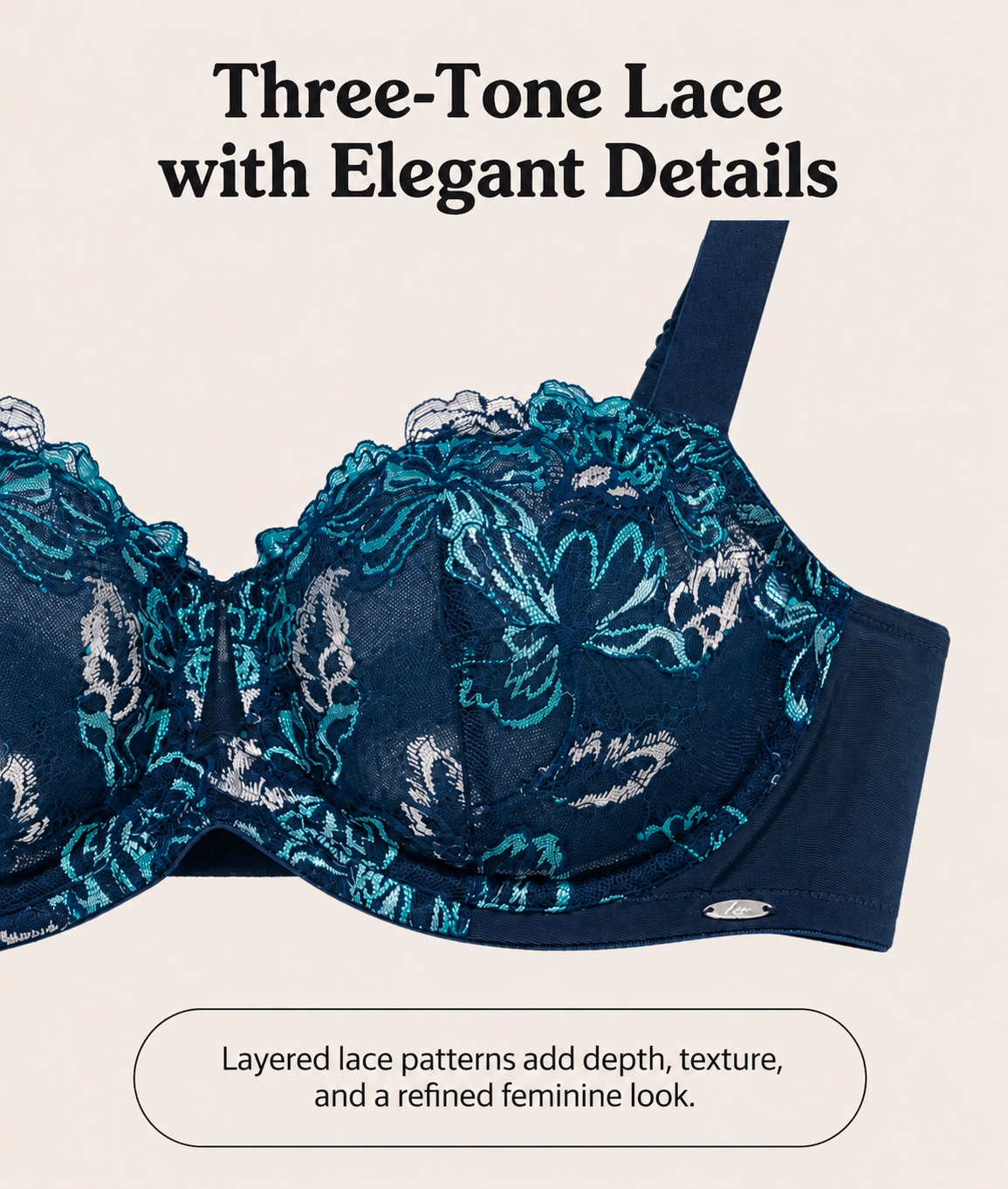 Plus Size Floral Lace Unlined Push-Up Bra