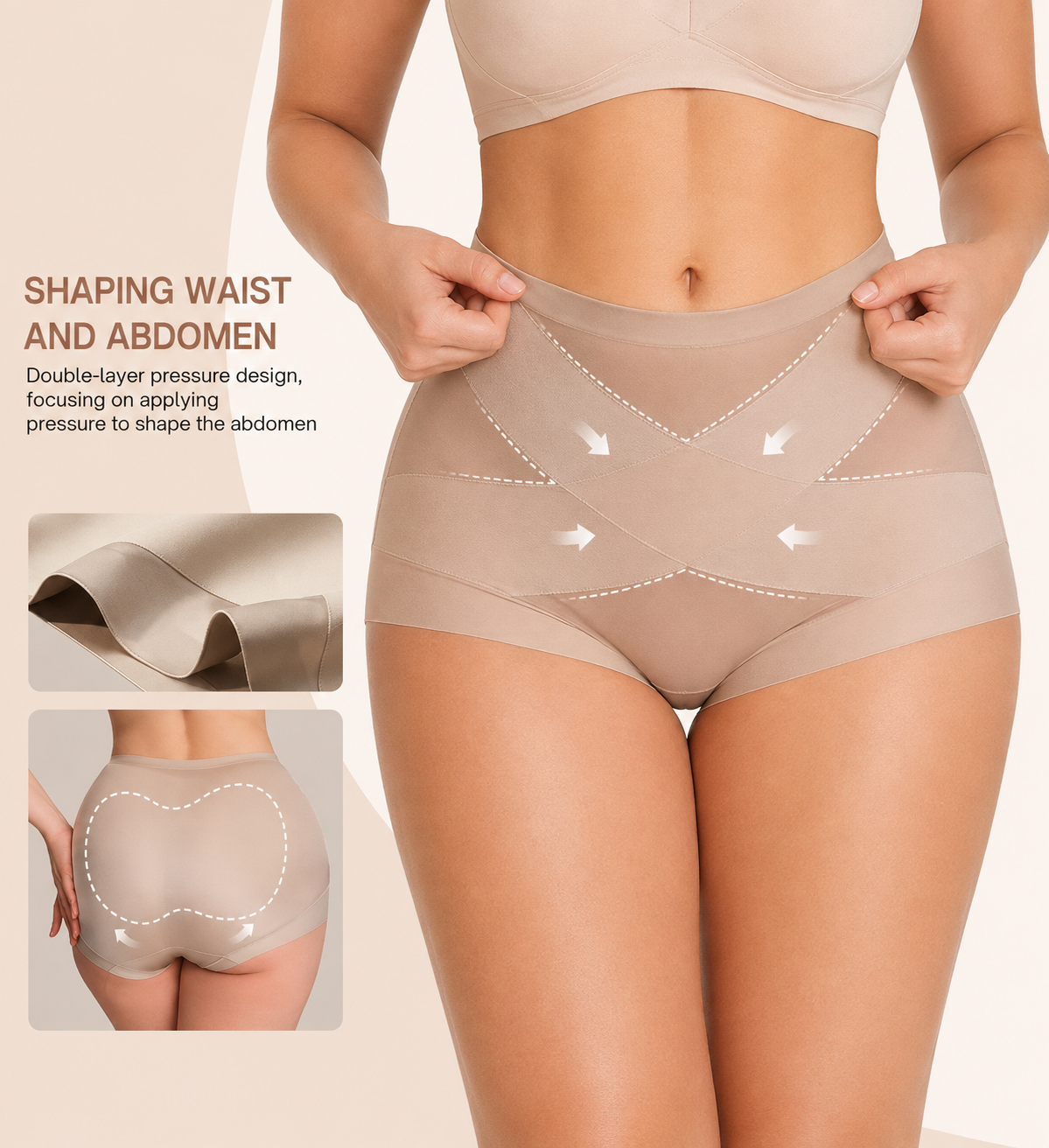 3-Pack High Waist Cross Compression Sheer Mesh Shaping Panties