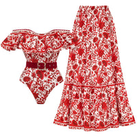 Swimsuit and skirt