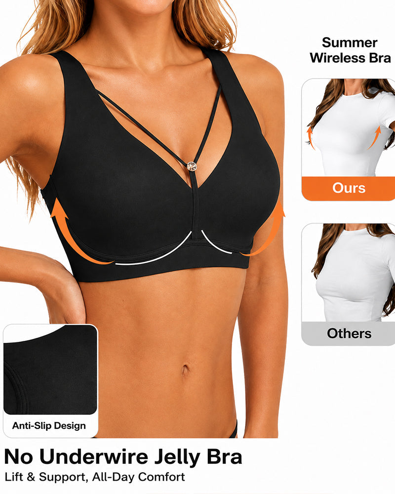 Deep V Seamless Wire Free Push Up Bra