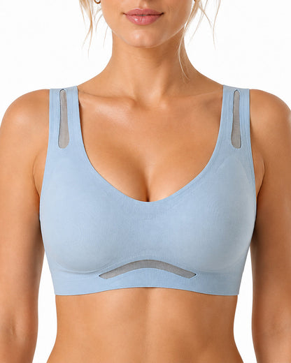 2-Pack Deep V Seamless Breathable Mesh Cutout Vest Bra
