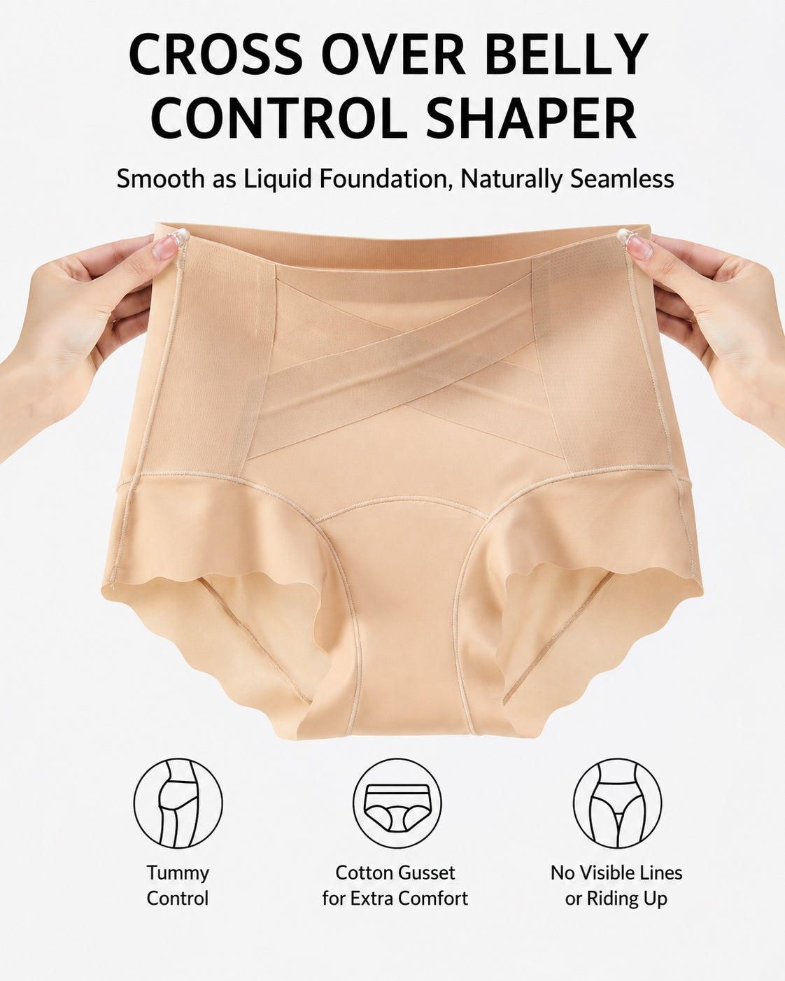 3-Pack High Waist Crossover Tummy Control Seamless Shaping Panties
