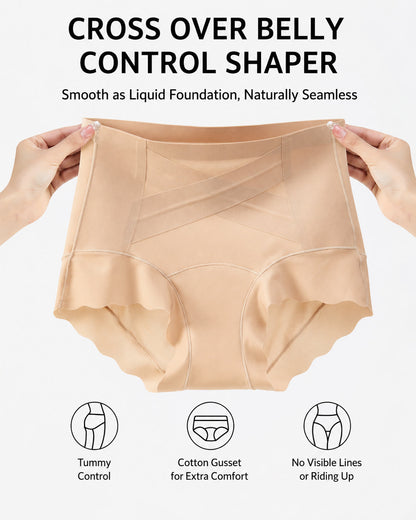 3-Pack High Waist Crossover Tummy Control Seamless Shaping Panties