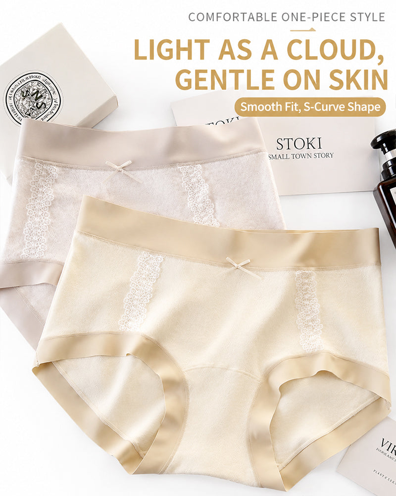 5-Pack Pure Cotton Antibacterial Lace Trim Elastic Panties