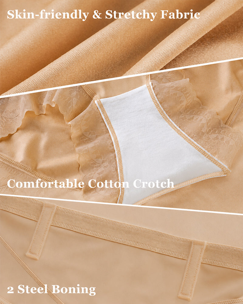 3-Pack High Waist Tummy Control Lace Trim Shaping Panties