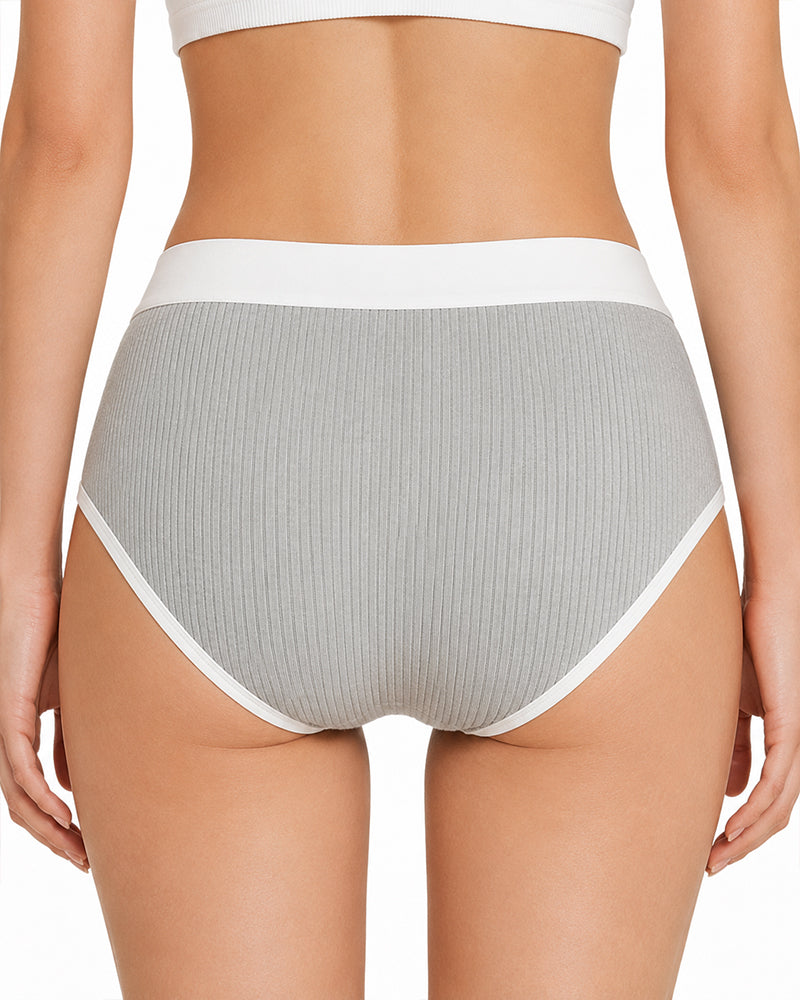 5-Pack Colorblock Ribbed Cotton Stretch Breathable Briefs