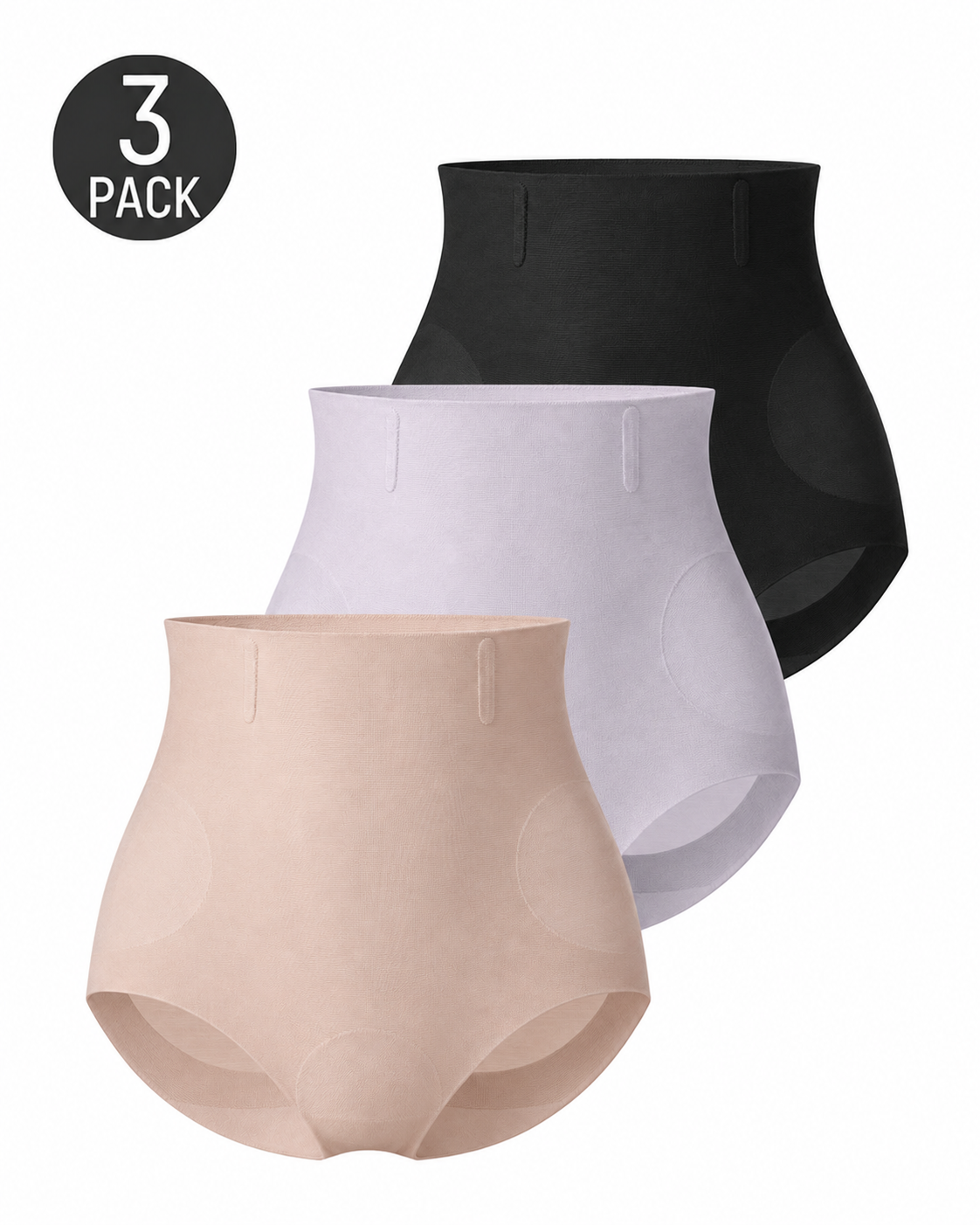 3-Pack Seamless High Waist Tummy Control Breathable Mesh Shaping Panties