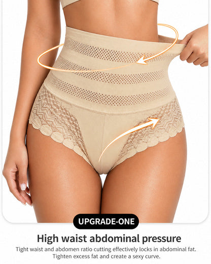 3-Pack High Waist Seamless Breathable Mesh Lace Shaping Panties