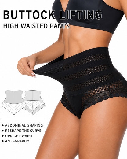 3-Pack High Waist Seamless Breathable Mesh Lace Shaping Panties
