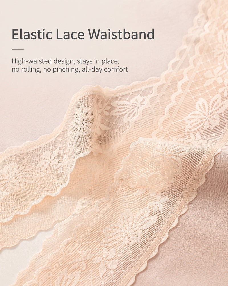 5-Pack Pure Cotton Lace Trim Seamless Breathable Briefs