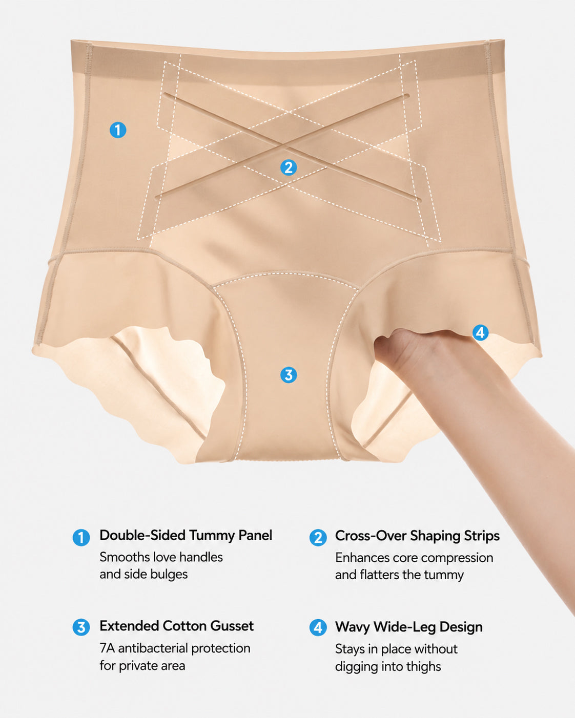 3-Pack High Waist Crossover Tummy Control Seamless Shaping Panties