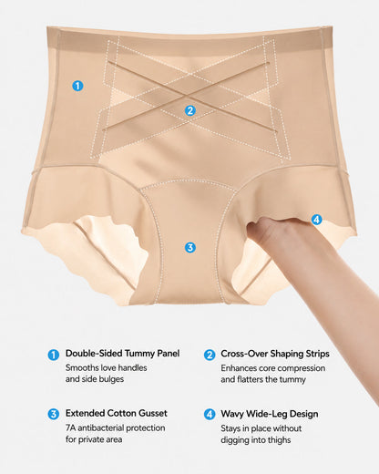 3-Pack High Waist Crossover Tummy Control Seamless Shaping Panties