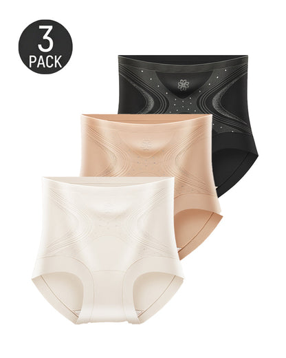 3-Pack Seamless Ice Silk High Waist Tummy Control Shaping Panties