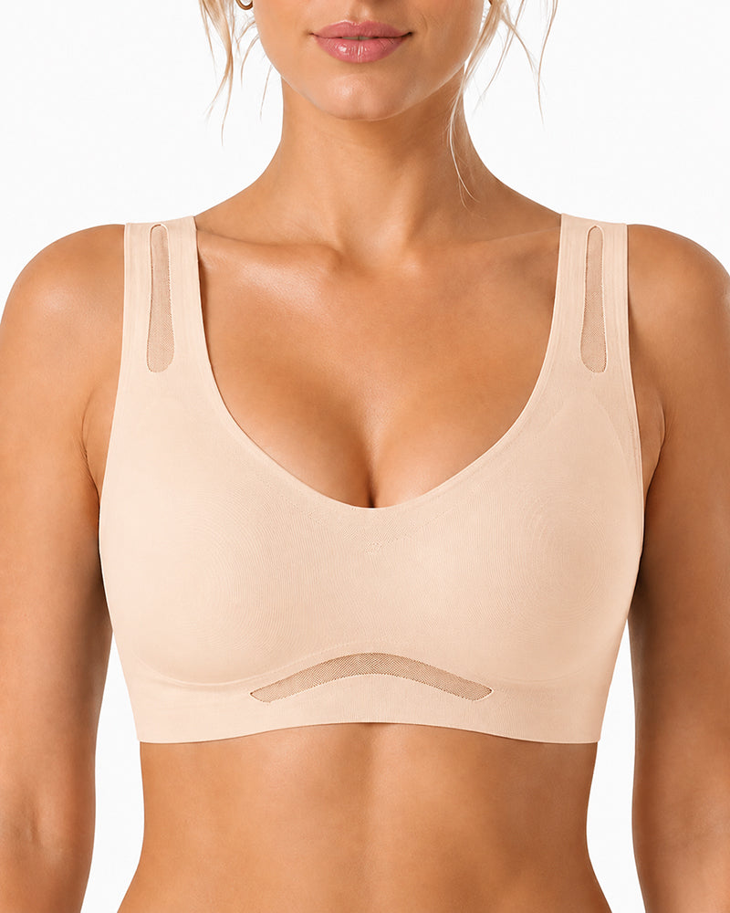2-Pack Deep V Seamless Breathable Mesh Cutout Vest Bra