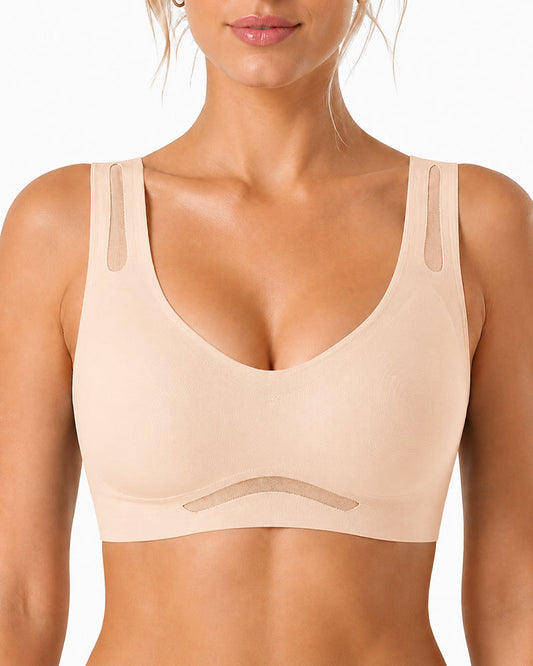2-Pack Deep V Seamless Breathable Mesh Cutout Vest Bra