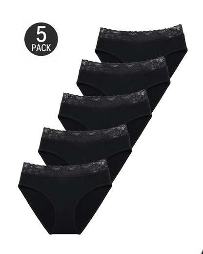 5-Pack Lace Trim Cotton Seamless Panties