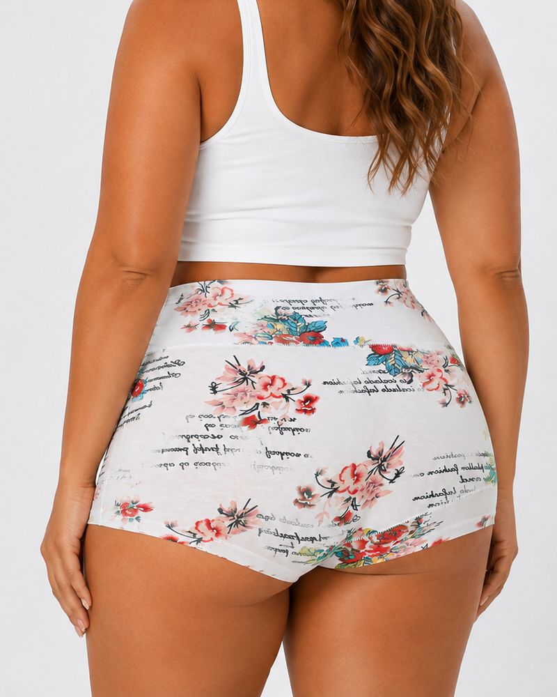 4-Pack Cotton Vintage Print Full-Coverage Panties