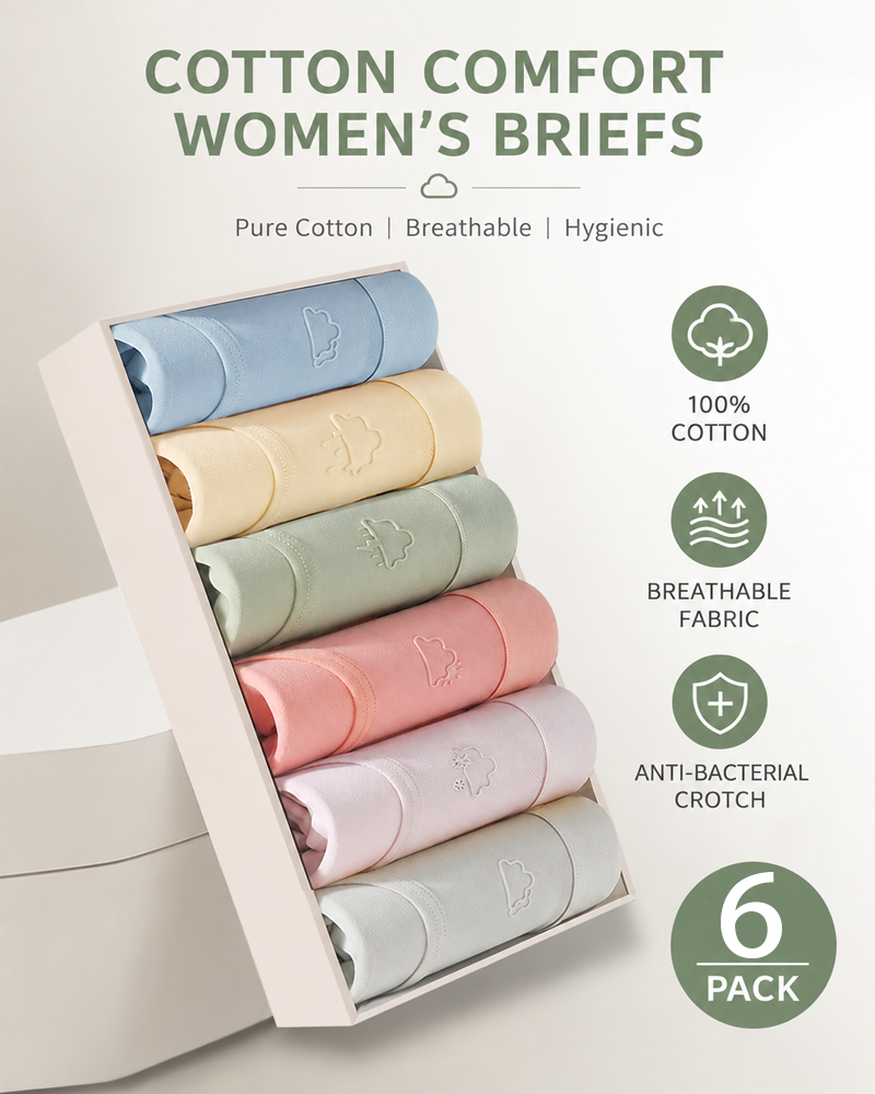 6-Pack Pure Cotton Antibacterial Skin-Friendly Macaron Panties