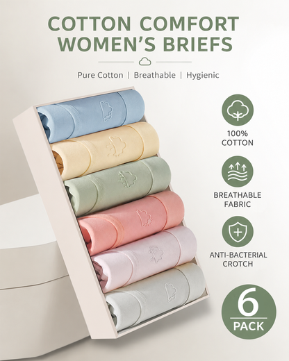 6-Pack Pure Cotton Antibacterial Skin-Friendly Macaron Panties