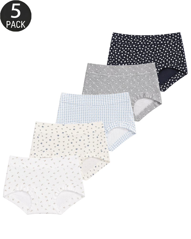 5-Pack Comfortable Antibacterial Seamless Boyshort Panties with Extended Gusset