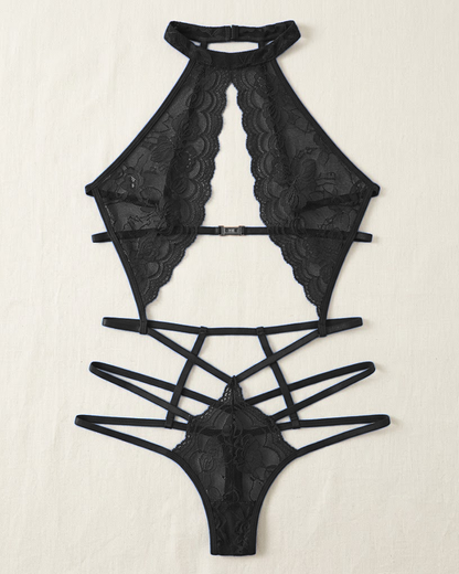 Lace Cut-Out Sheer Slim Fit Lingerie Bodysuit