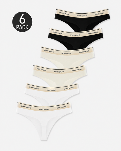 6-Pack Sexy Ice Silk Seamless Letter Colorblock Thongs