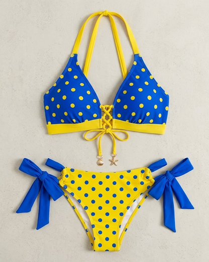 Women's Polka Dot Print High-End Stylish Two-Piece Bikini Set