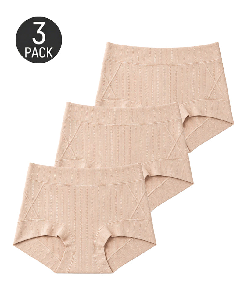 Multiple Pack High Waist Pure Cotton Ribbed Stretch Panties