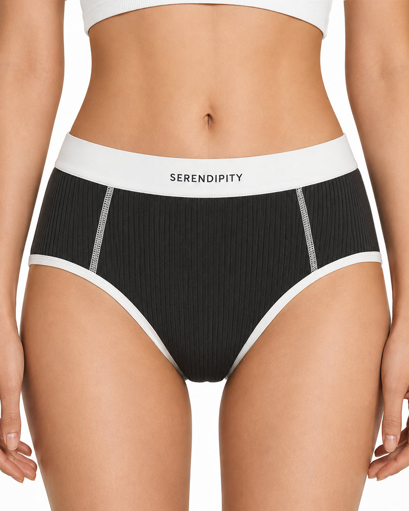 5-Pack Colorblock Ribbed Cotton Stretch Breathable Briefs
