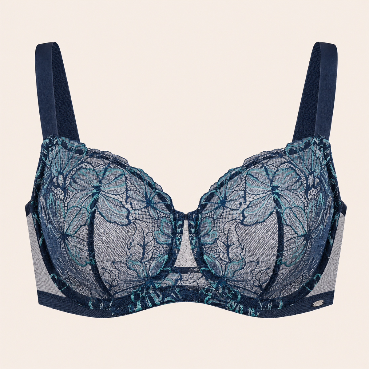 Plus Size Floral Lace Unlined Push-Up Bra