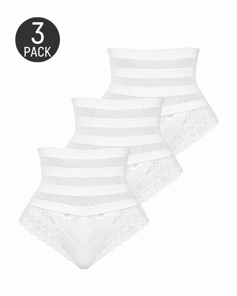 3-Pack High Waist Seamless Breathable Mesh Lace Shaping Panties