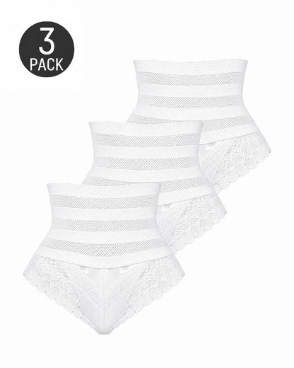 3-Pack High Waist Seamless Breathable Mesh Lace Shaping Panties