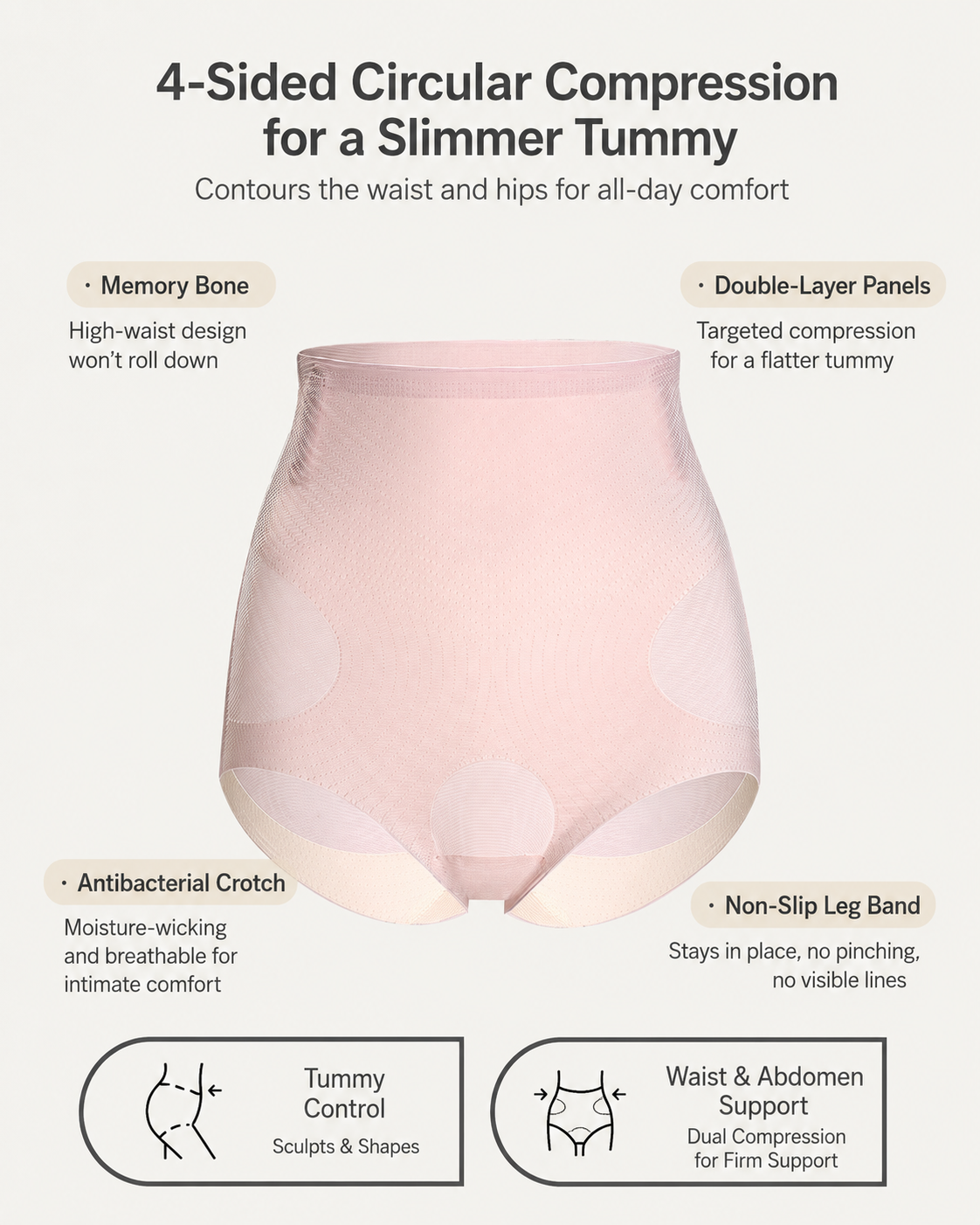 3-Pack Seamless High Waist Tummy Control Breathable Mesh Shaping Panties