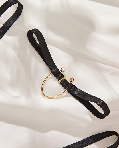 Sexy Strappy Metal Ring Lingerie Set