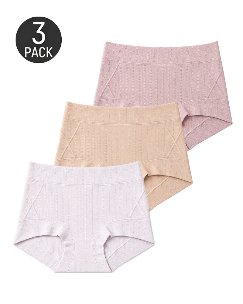 Multiple Pack High Waist Pure Cotton Ribbed Stretch Panties