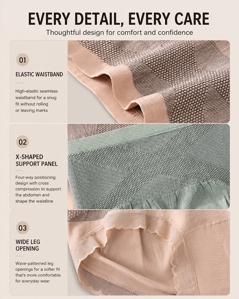 3-Pack Cotton Seamless High Waist Tummy Control Hip Lifting Panties