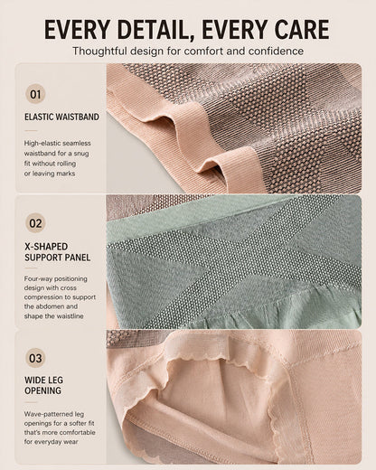 3-Pack Cotton Seamless High Waist Tummy Control Hip Lifting Panties