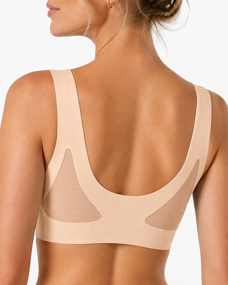 2-Pack Deep V Seamless Breathable Mesh Cutout Vest Bra