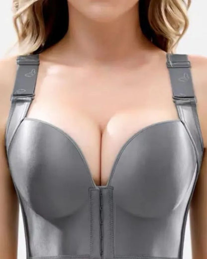 Women Front Closure&Wide Straps Longline Cup Full Coverage Push Up Bra