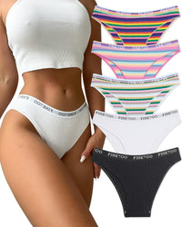 [5 Pack]Colorful Stripes*3+White+Black