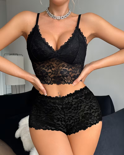 Sexy Floral Lace Push-Up Camisole Lingerie Set