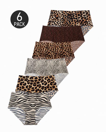 6-Pack Seamless High Waist Print Elastic Briefs