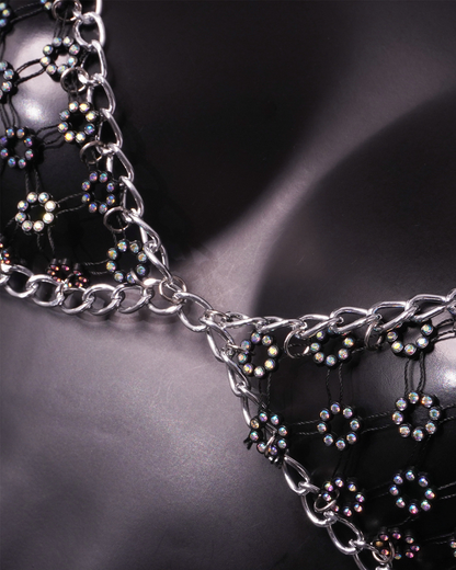 Sexy Rhinestone Chain Cutout Bikini Lingerie Set