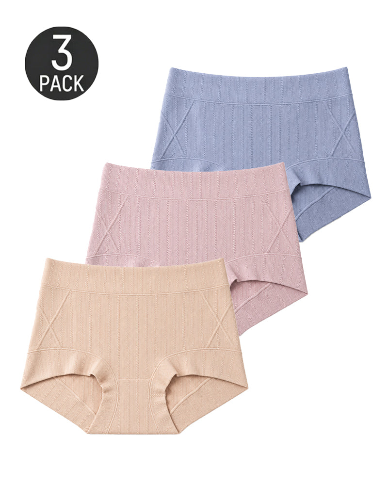 Multiple Pack High Waist Pure Cotton Ribbed Stretch Panties